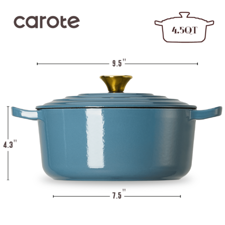 Carote 4.5QT Enamel Cast Iron Dutch Oven Soup Pot w/ Lid (Blue or White) $30 