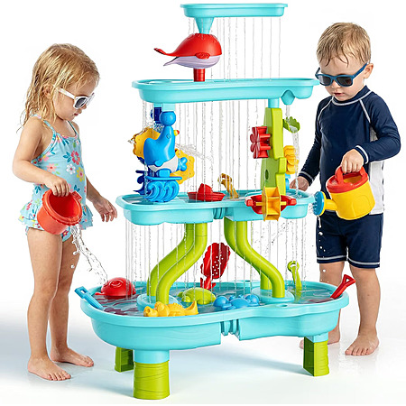 4 -Tier Kids Sand and Water Table for Toddlers - Outdoor Water Sand Play Table Toys for Boys Girls