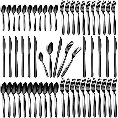 60-Piece Black Silverware Set - Stainless Steel Silverware Set for 12 for Home Kitchen Restaurant