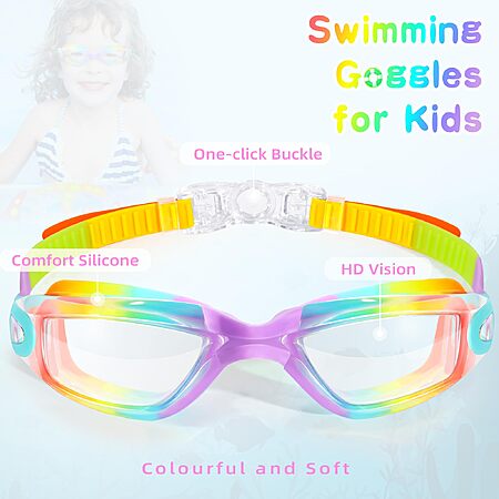 Freela Kids Swim Goggles, 2 Packs Swimming Goggles for Kids 3-14, Anti Fog UV Protection No Leaking