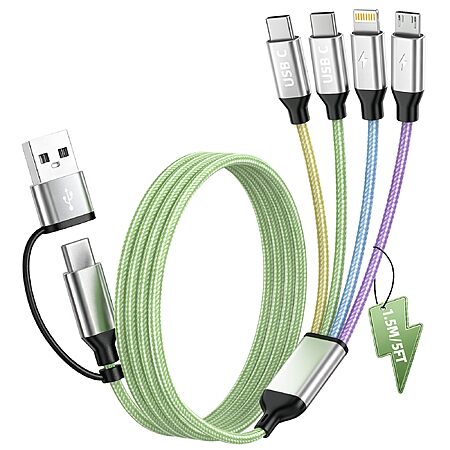 Souina Multi Charger Cable, 4-in-2 USB-A/C Charging Cable for Multiple Devices