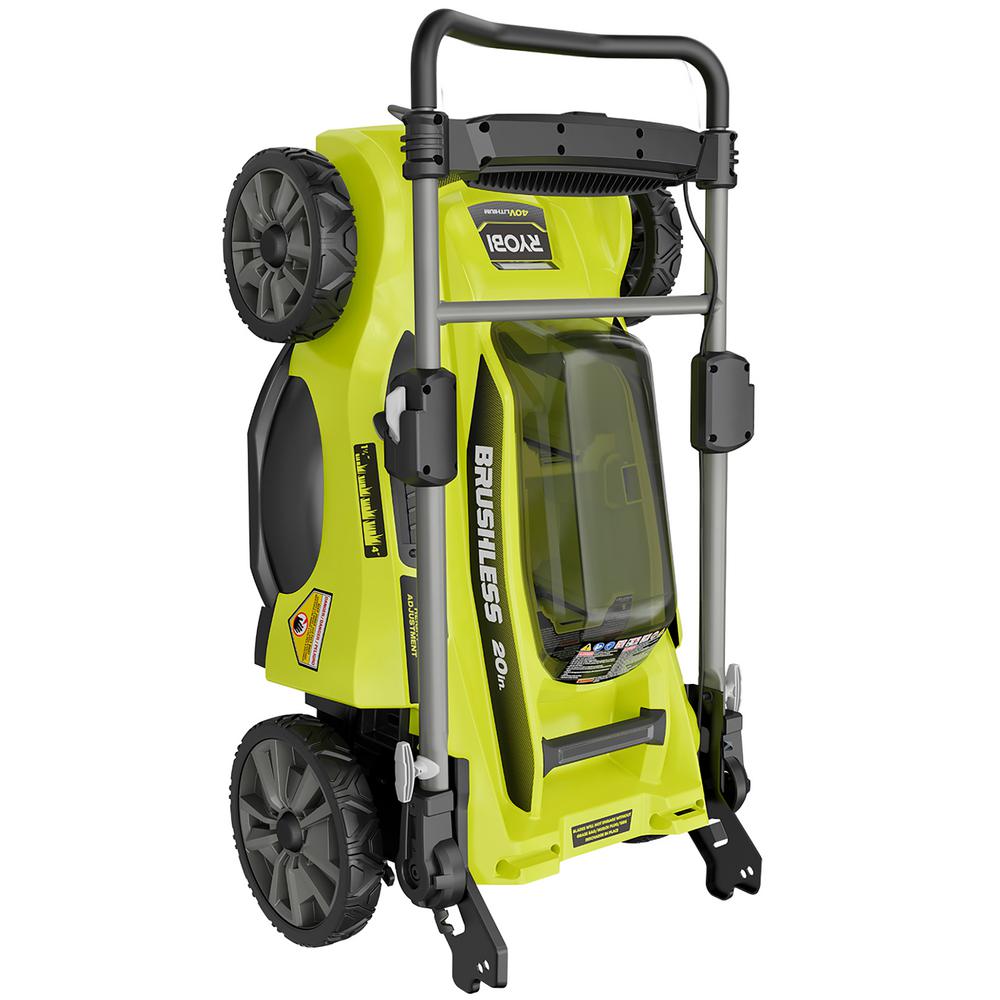 RYOBI 40V Brushless 20 in. Cordless Battery Walk Behind Push Lawn Mower with 6.0 Ah Battery and Charger RY401110 Y 250 at Home Depot
