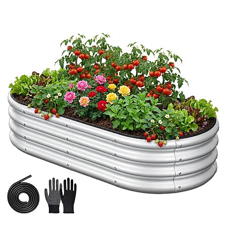 Oval Metal Raised Garden Bed, Open Bottom Design Elevated Garden Planter Box Outdoor $19.99–$49.99 + Free Shipping