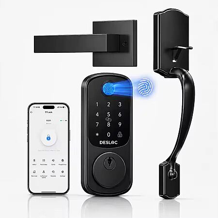 Best Buy: DESLOC B200 Smart Lock Keyless Entry Fingerprint Deadbolt with Handle/Lever Set Black $79.99 + Free Shipping