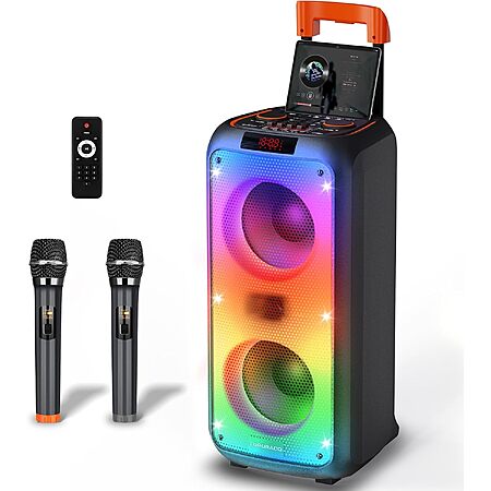 Hukkmela Karaoke Machine Portable PA System with 2 Microphones $119.99 + Free Shipping