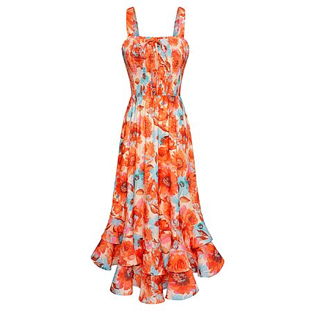 GRACE KARIN Women's 2026 Summer Floral Boho Dresses Orange Flower XL