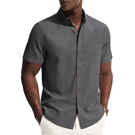 PJ PAUL JONES Men's Linen Cotton Short Sleeve Button Down Shirt $9.75 + Free Shipping