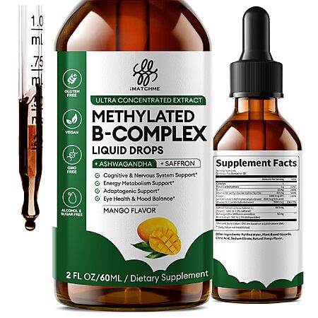 iMATCHME Methylated B Complex Liquid Drops 2 Fl Oz B12 5000mcg & 5-MTHF Folate 1000mcg $8.39 + Free Shipping