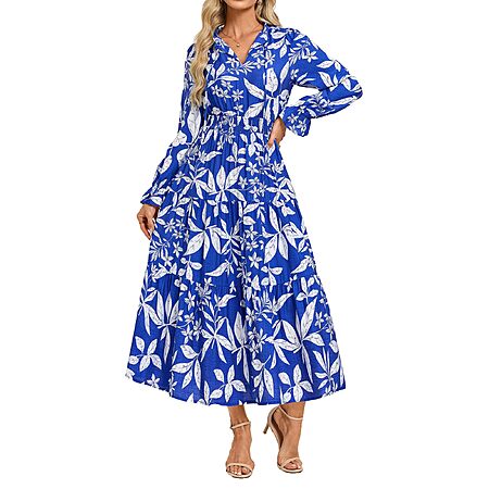 GRACE KARIN Women's Fall Midi Long Sleeve Floral Casual Dress $14.99 + Free Shipping