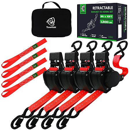 Towmax Retractable Ratchet Straps 4 Pack