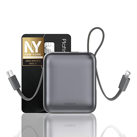 VINKO 10000mAh Portable Charger with Built-In Cables