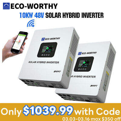 10KW Solar Hybrid Inverter 48V DC 120V-240V AC Split Phase Power ...