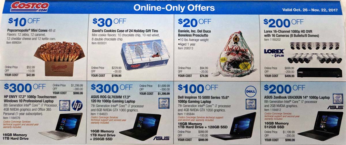 Costco november coupon book The Costco November Coupon Book is hitting mailboxes later next week and we have scored an early sneak peek once again. The offers are available in stores October 31st through November 26th. Thanks to our friends at the Costco Insider.