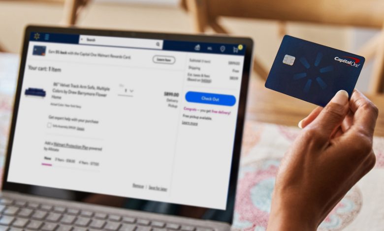 a woman shops online at Walmart
