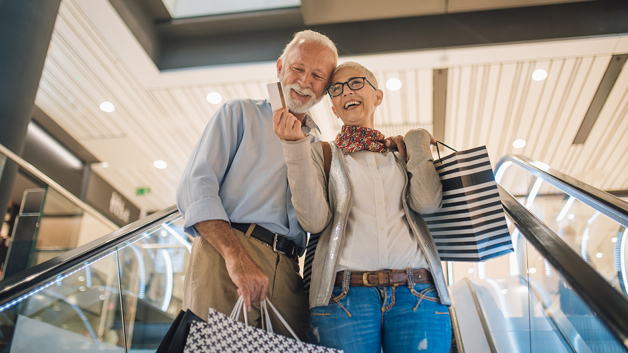 couple shopping in a mall
