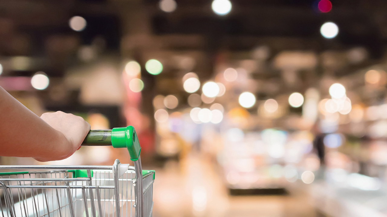 a shopping cart in a store