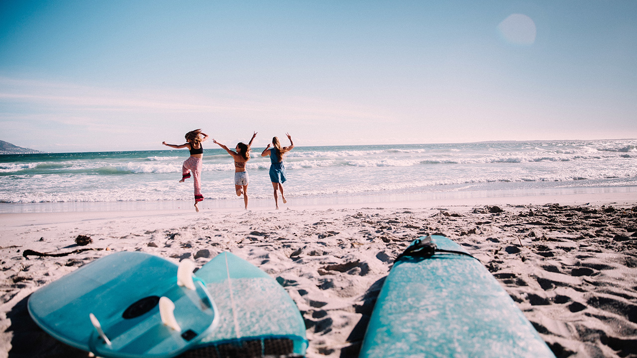 family run into the ocean