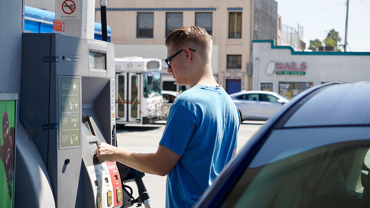 buying gas at the gas station