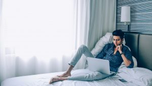 reading on a bed