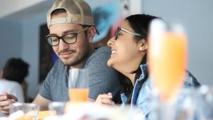 two people enjoy a night out