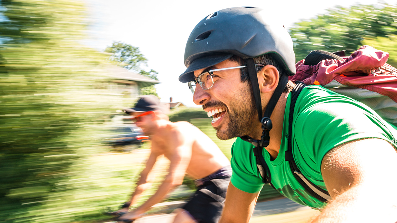 man riding a bike