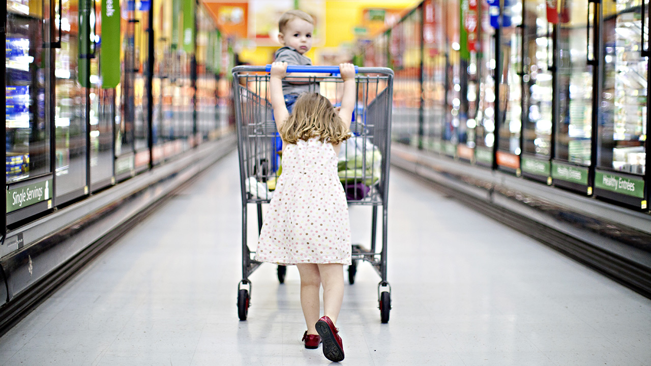 children at the supermarket