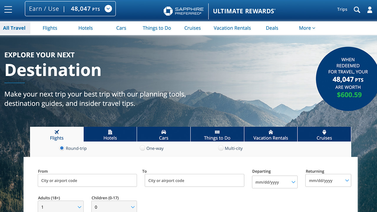 Chase Ultimate Rewards website screenshot