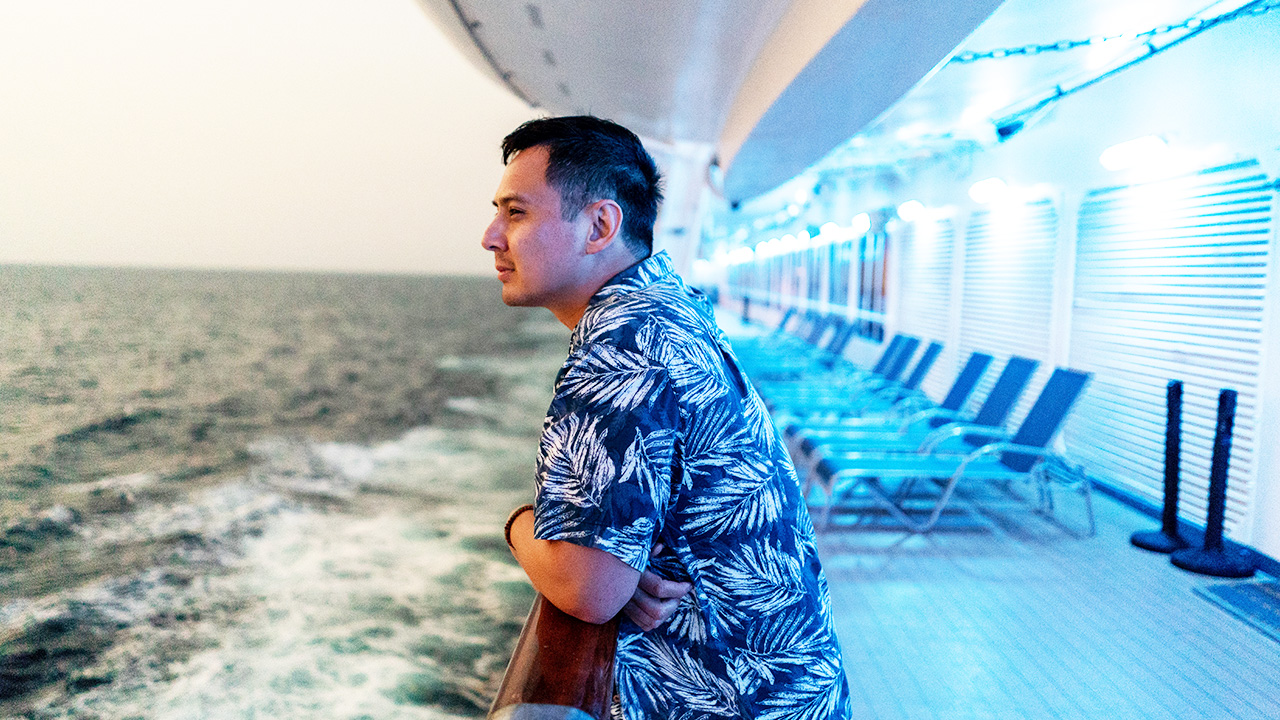 man looks at the sea
