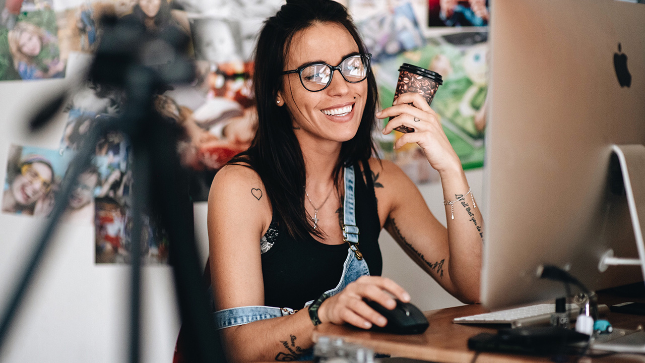 woman smiles at work