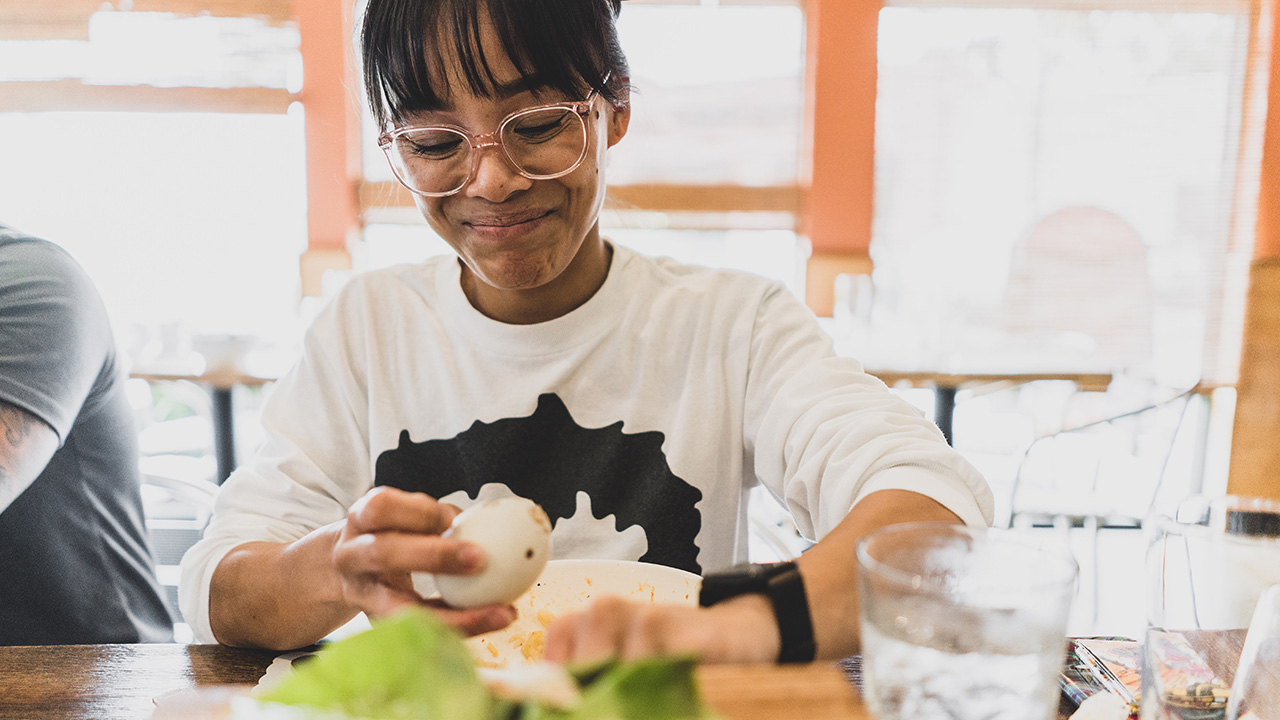 woman eating dinner