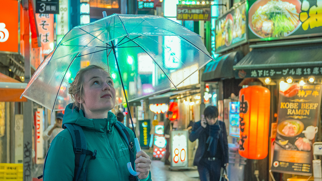 woman travels in japan