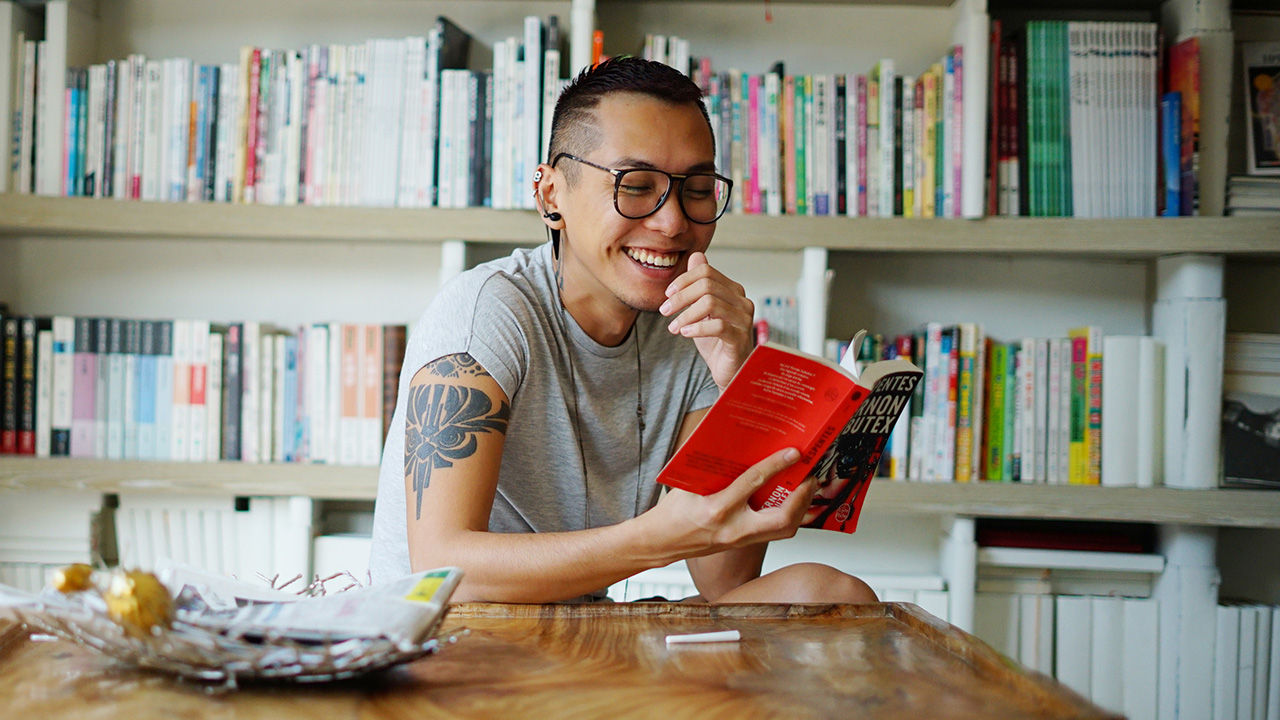 reading in a library