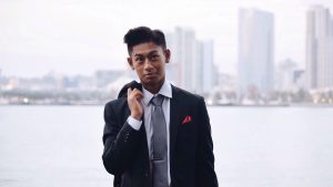 man standing happy smile