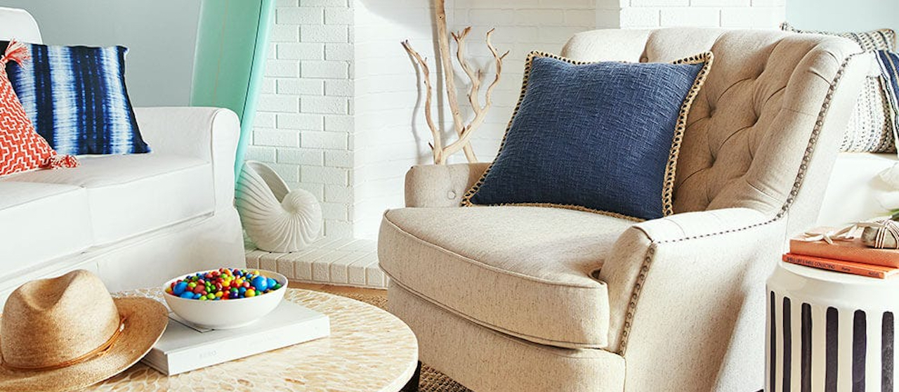 Coastal furniture and surfboard from Pier 1 website