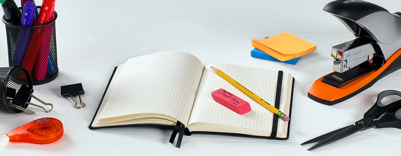 office-supplies-from-staples-on-a-white-surface