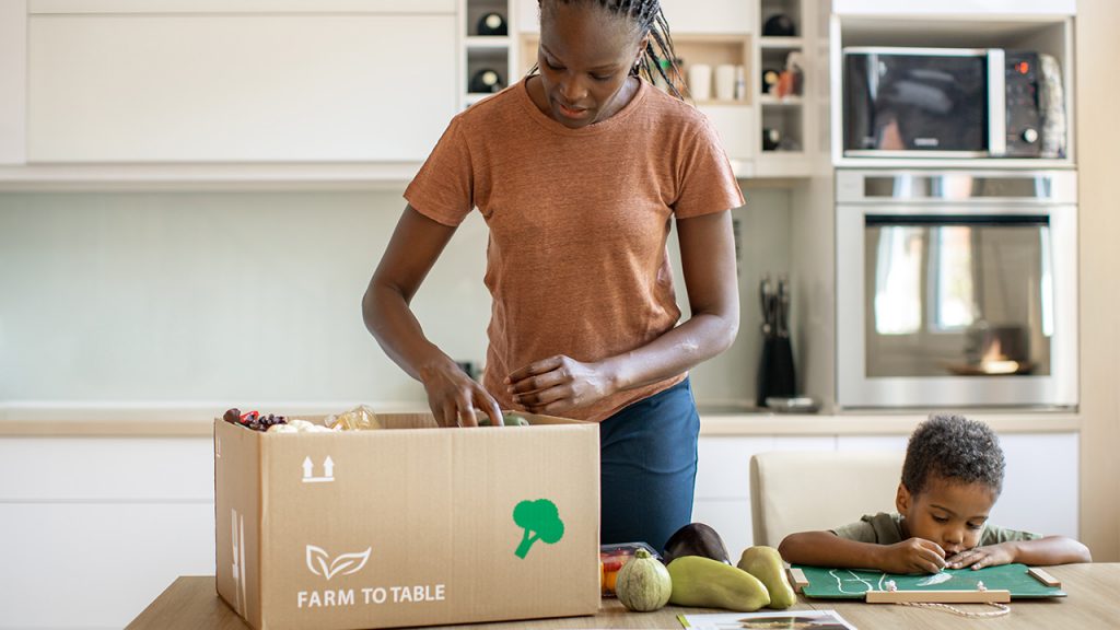 unboxing an online grocery order