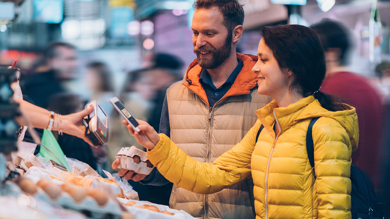 happy couple at the market