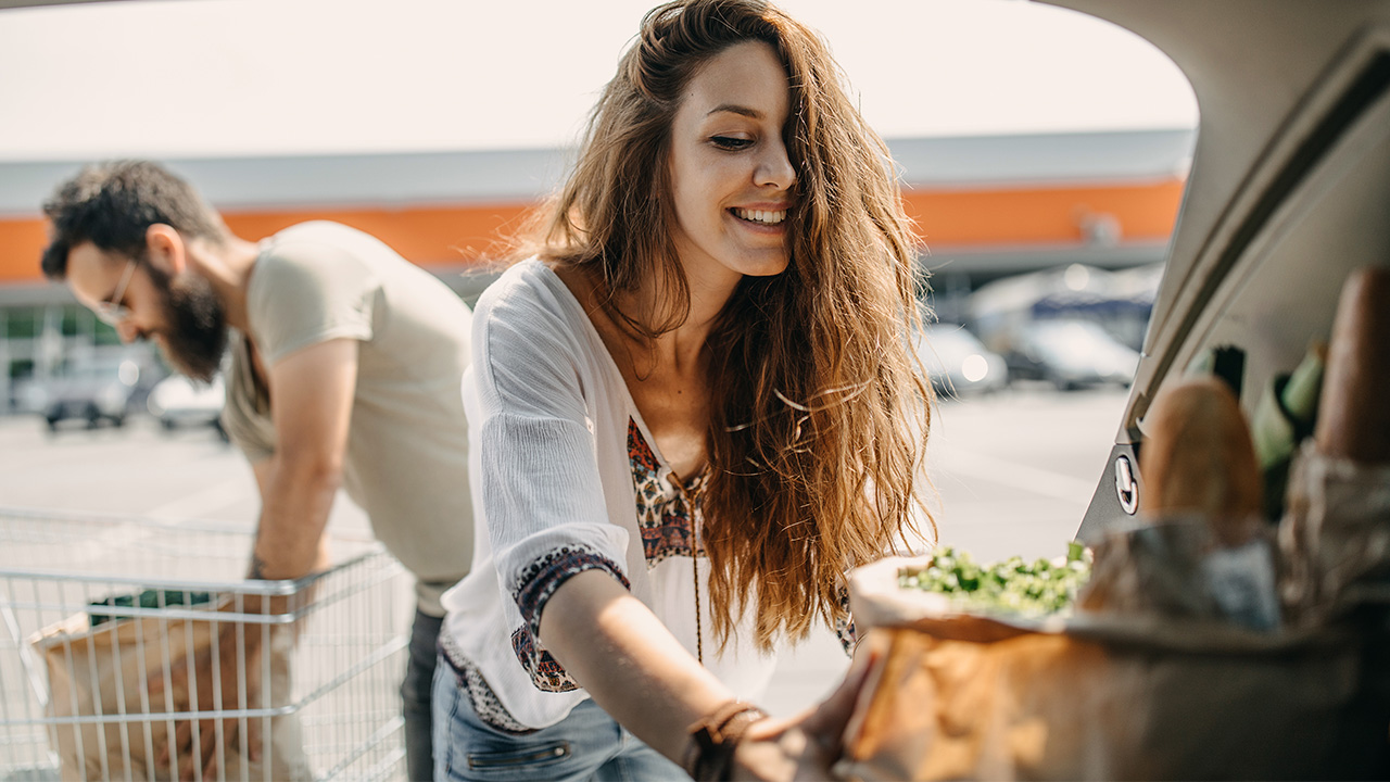 happy people in the parking lot