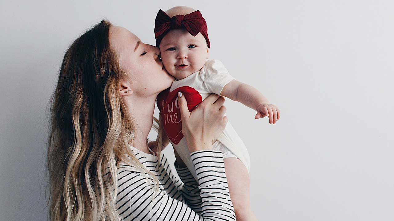 love girl heart baby mother kisses chubby baby