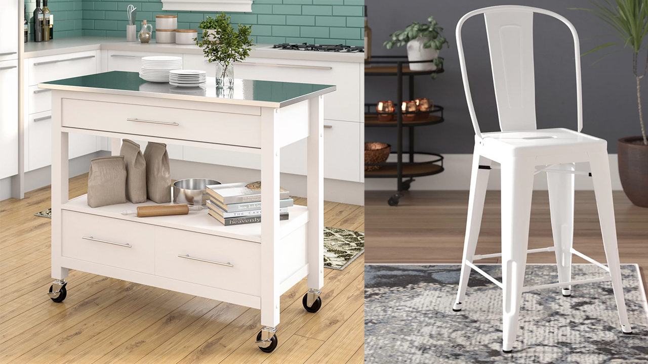 rolling-kitchen-island-next-to-white-stool