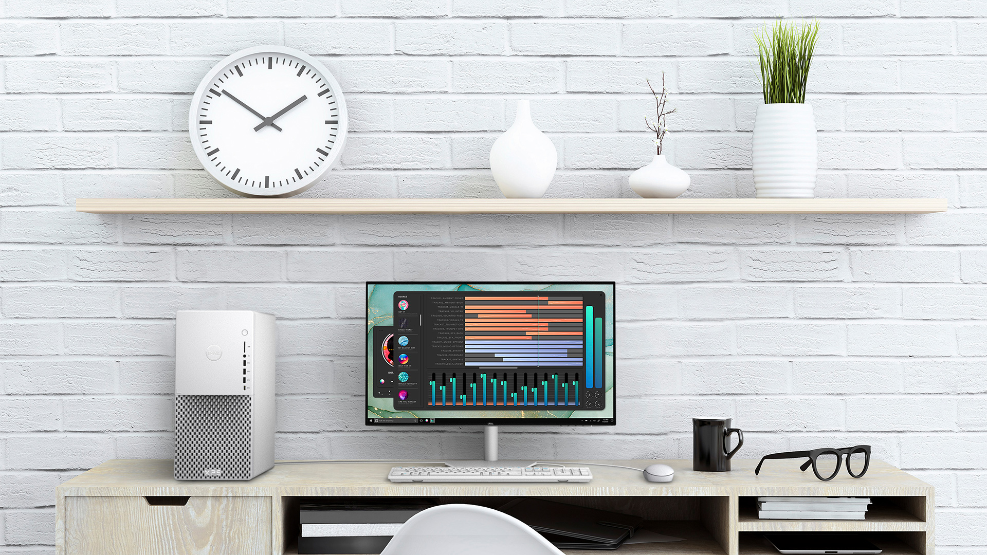 dell XPS Desktop hero black 2020 white brick desk
