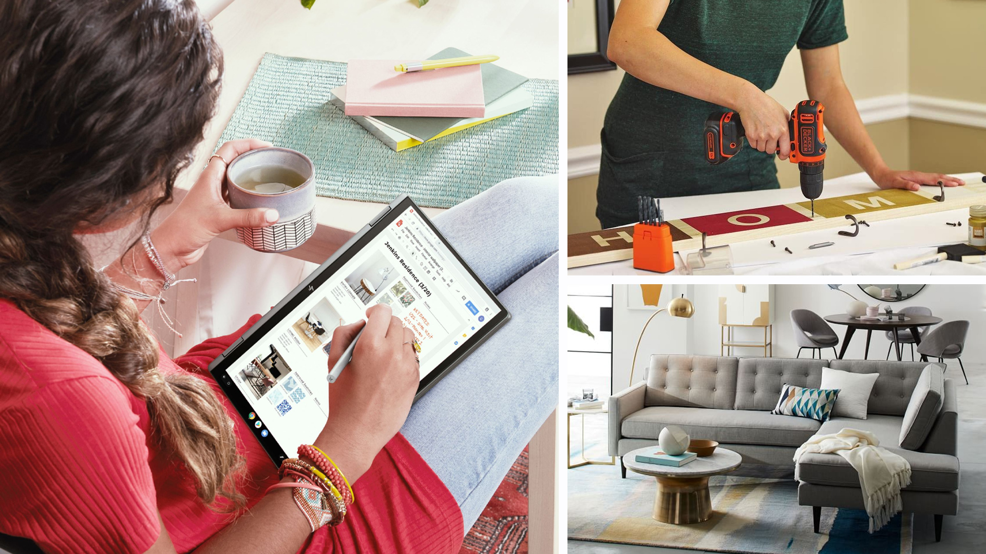 hero open box items tablet drill couch