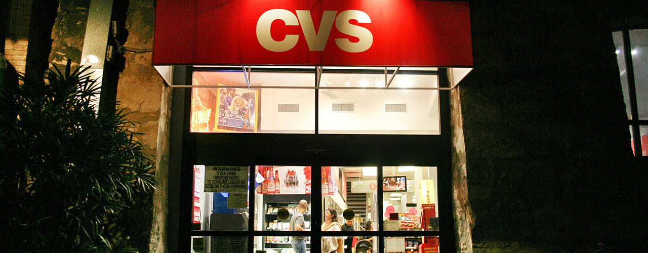 CVS storefront at night