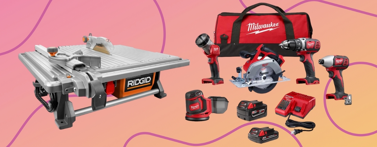 tools on red background
