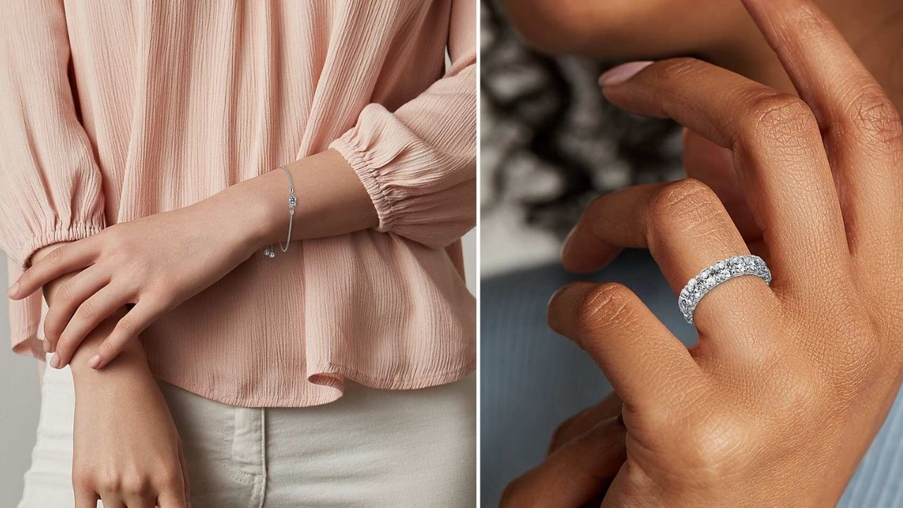 Blue Nile and Light Box jewelry on models