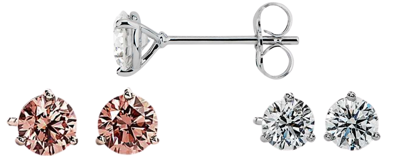Diamond Round Solitaire Martini Stud Earrings