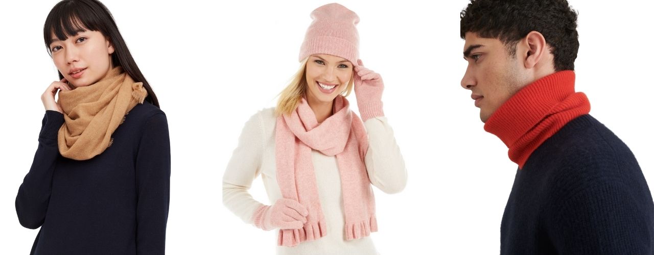 scarves and gloves on models