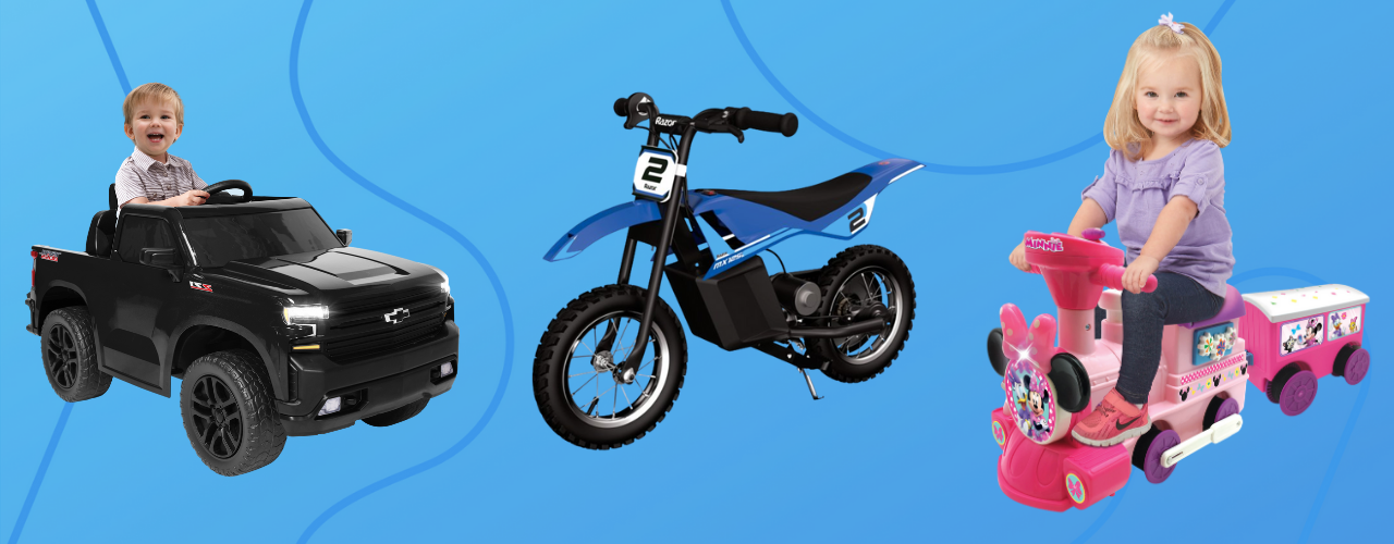 kid bikes on blue background