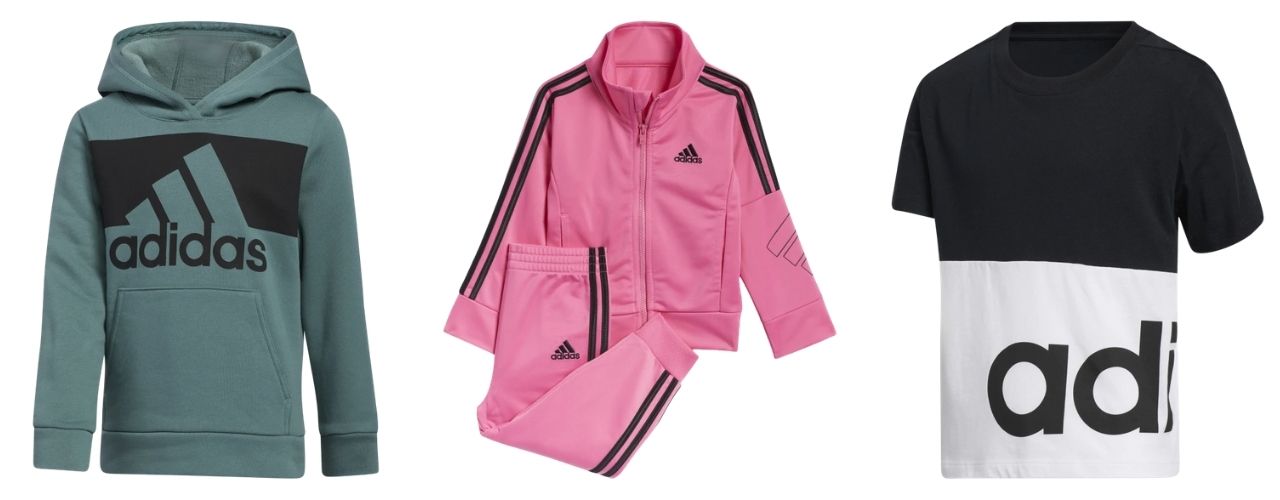 adidas kid's clothes on white background