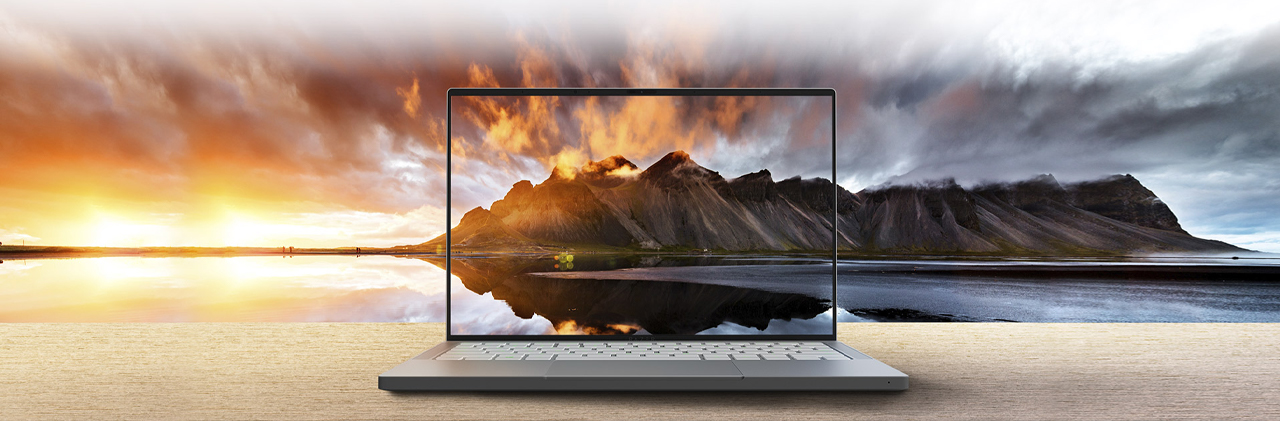 Razer Book 13 Product Photo inbody bezels sunset